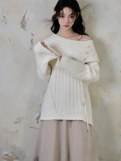 One shoulder design knit