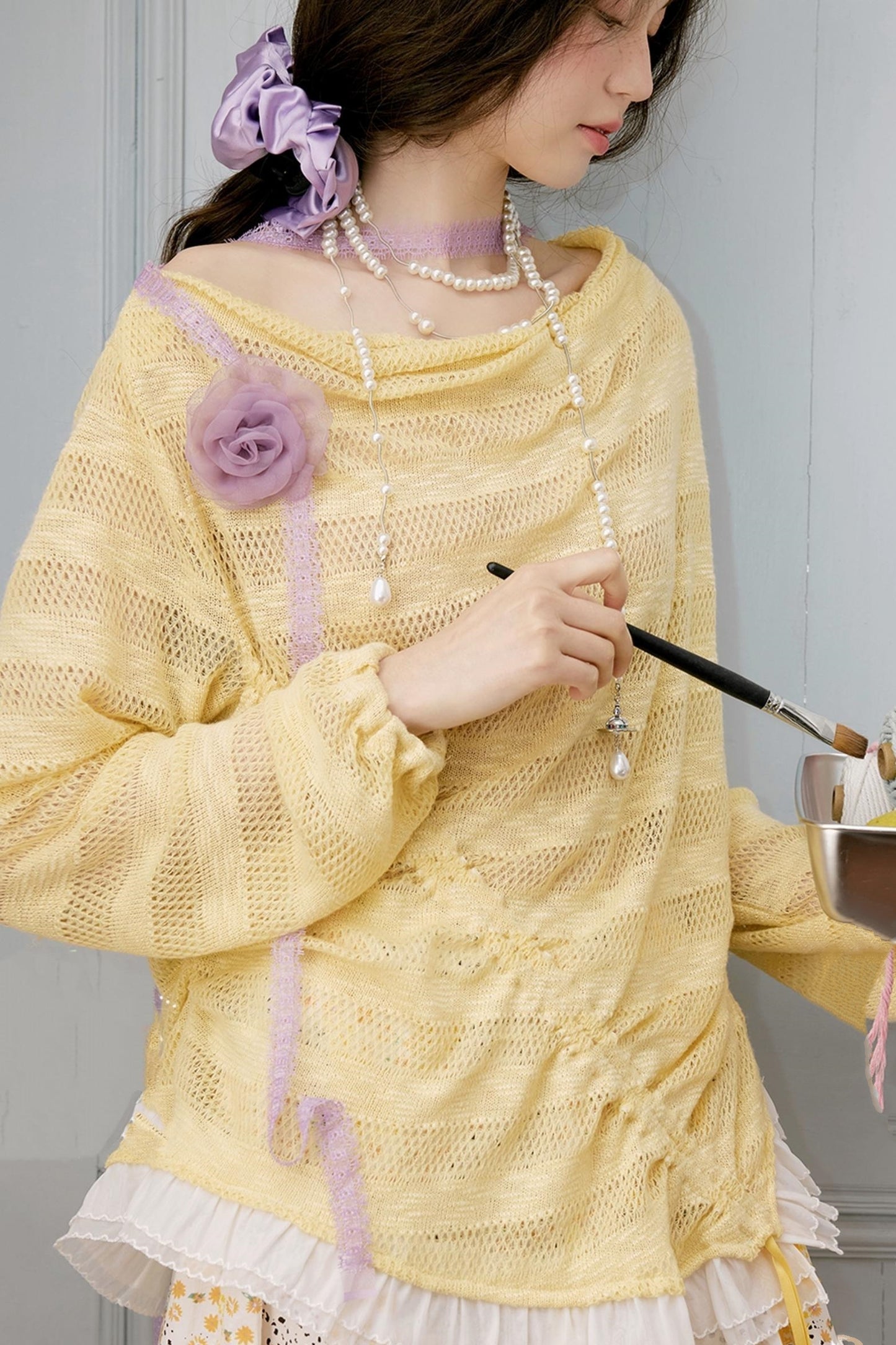 Yellow Knit Swing Top