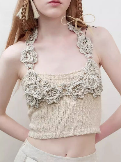 Crocheted Cotton Knit Camisole