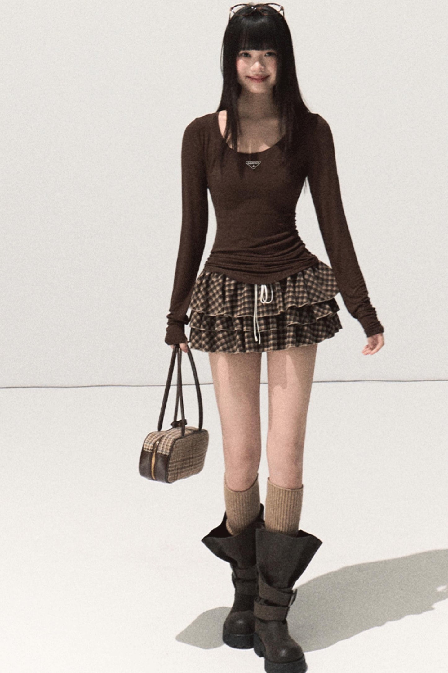 Shrine Plaid Woolen A-Line Skirt