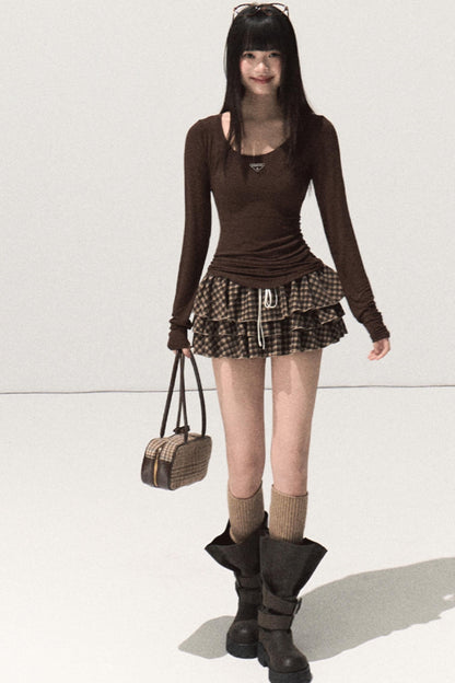 Shrine Plaid Woolen A-Line Skirt