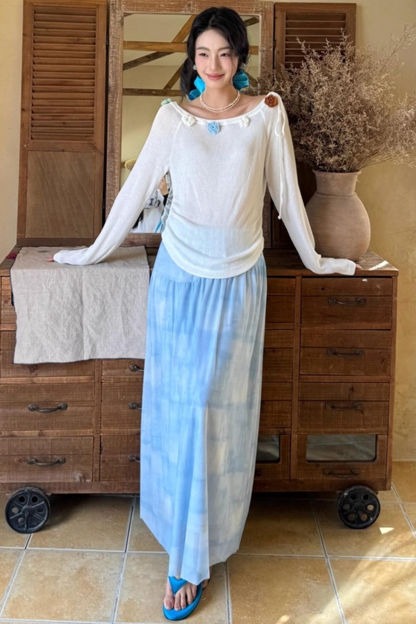 Flower Crochet Knit Top