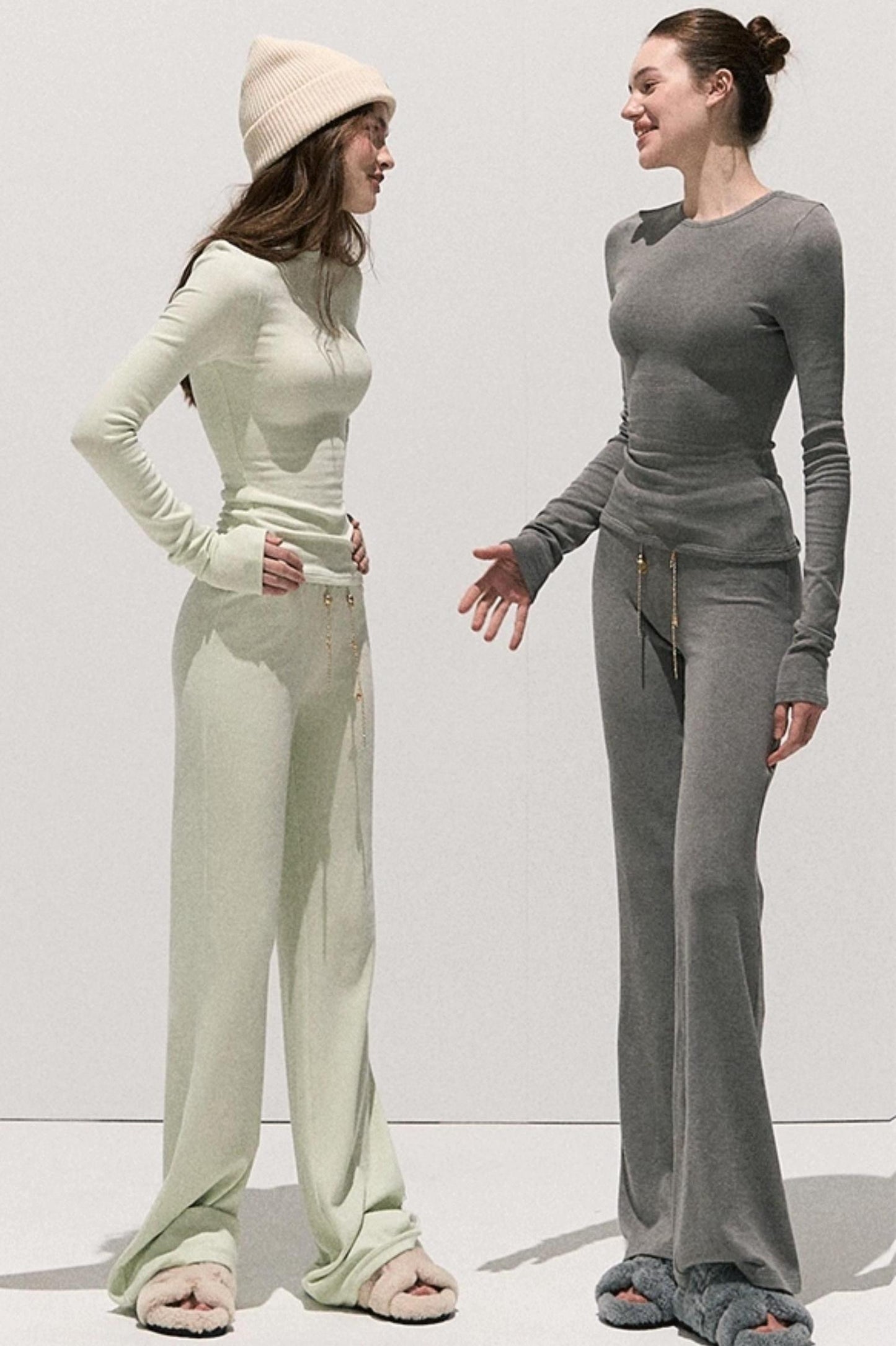 Soft Crew Neck Knitwear Bootcut Trouser Set-Up