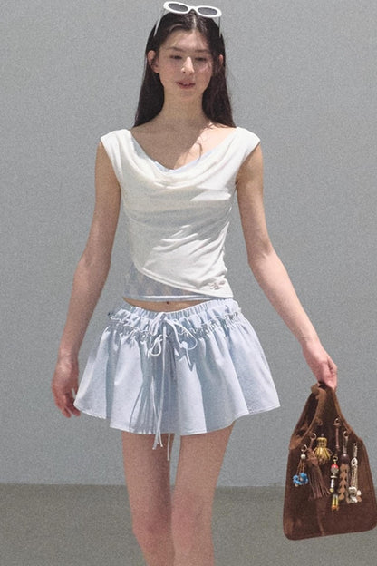 Embroidered Lyocell Puffy A-Line Skirt