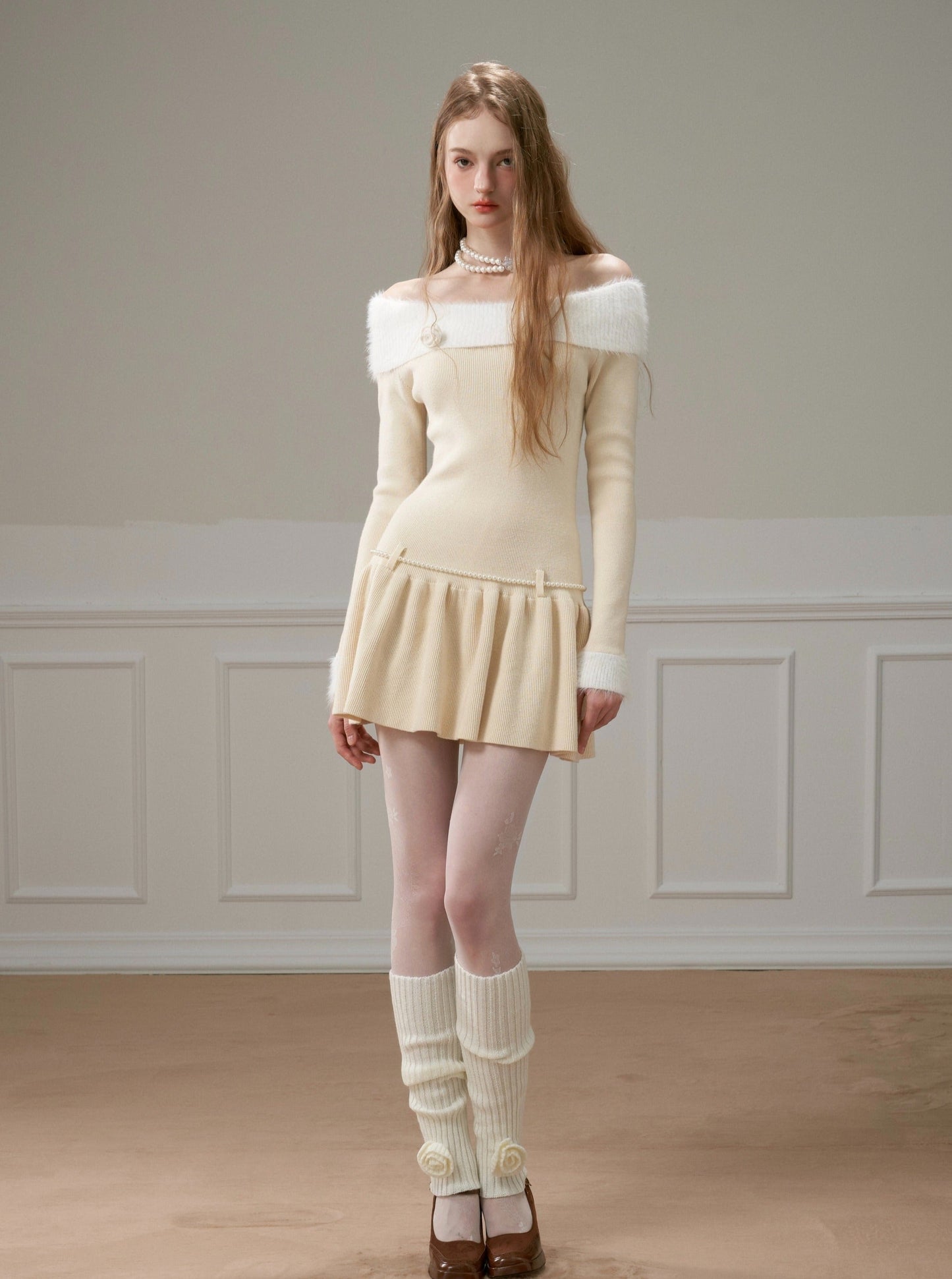 Ballet sweet mink knit dress