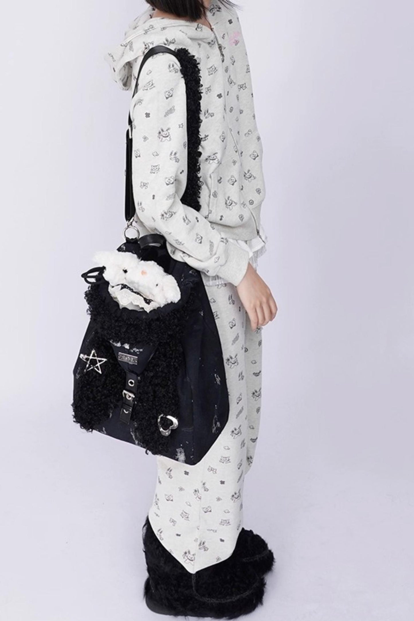 Cute Furry Rabbit Ears Backpack