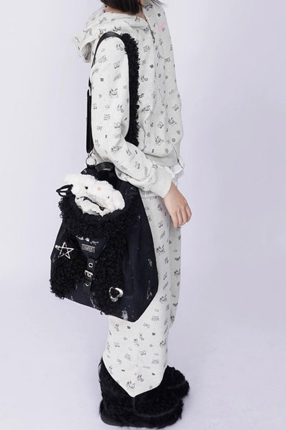 Cute Furry Rabbit Ears Backpack