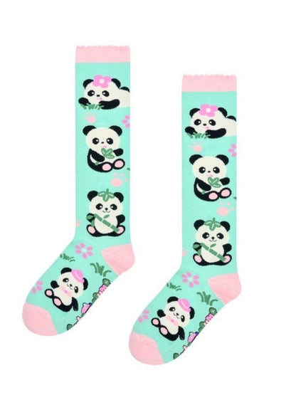 Panda Mint Green Mid Calf Socks