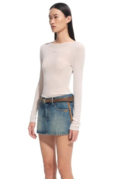 High Neck Long Sleeve Knit Wool Top