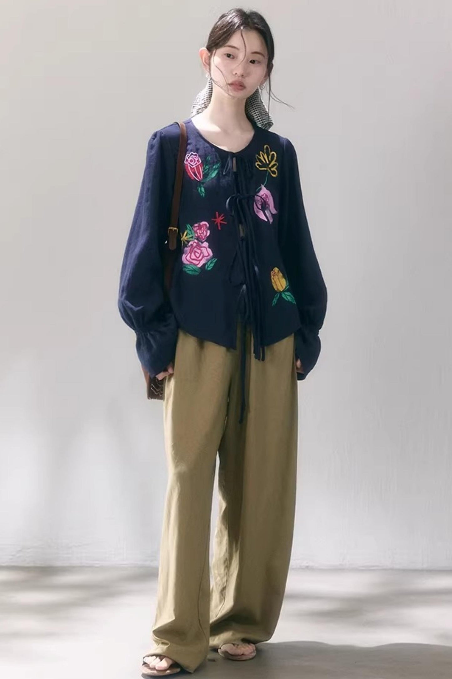 Linen Blend Wide-Leg Pants