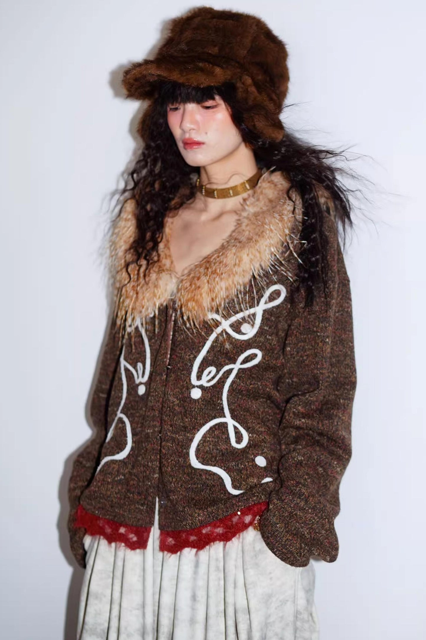 Retro Lace Knitted Cardigan