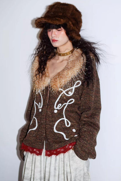 Retro Lace Knitted Cardigan