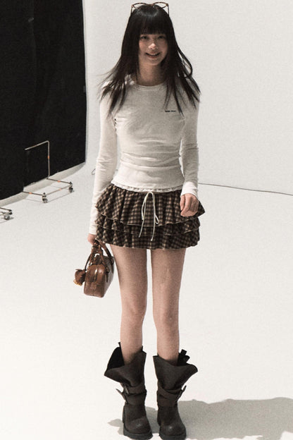 Shrine Plaid Woolen A-Line Skirt