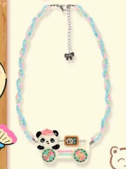 Panda Car Resin Necklace Hair Clip