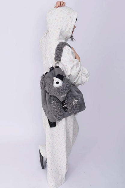 Cute Furry Rabbit Ears Backpack