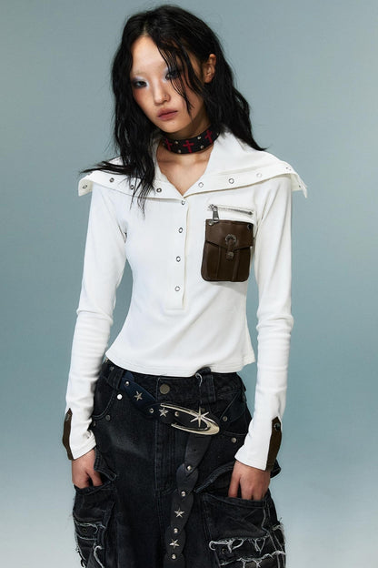 Punk High Neck Slim Knit Base Top