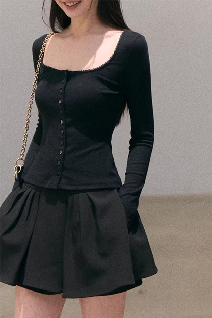 Hollow-Out Ribbed Knit Cardigan