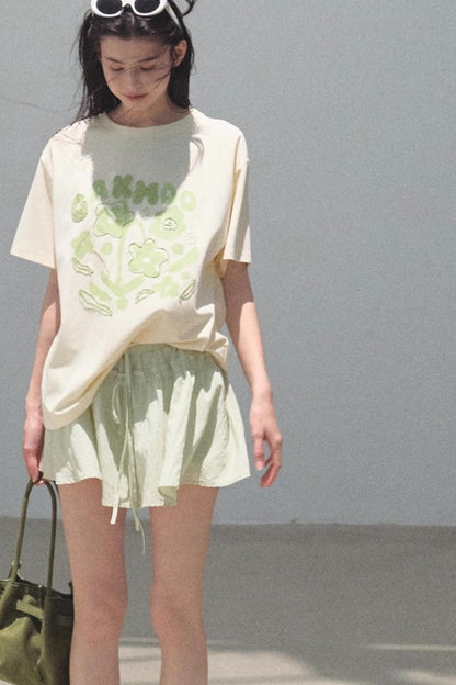 Embroidered Lyocell Puffy A-Line Skirt