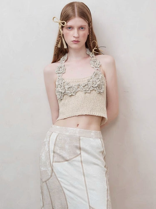 Crocheted Cotton Knit Camisole