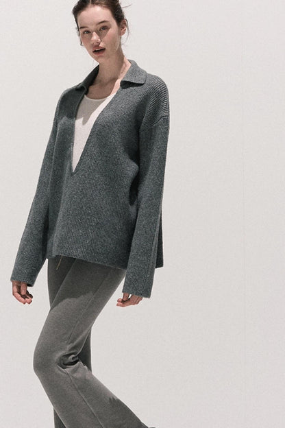 Soft Crew Neck Knitwear Bootcut Trouser Set-Up