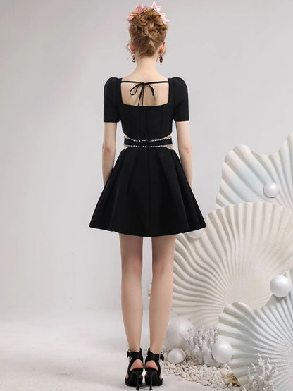 Elegant Feather Diamond Chain Dress