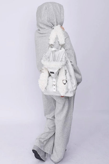 Cute Furry Rabbit Ears Backpack