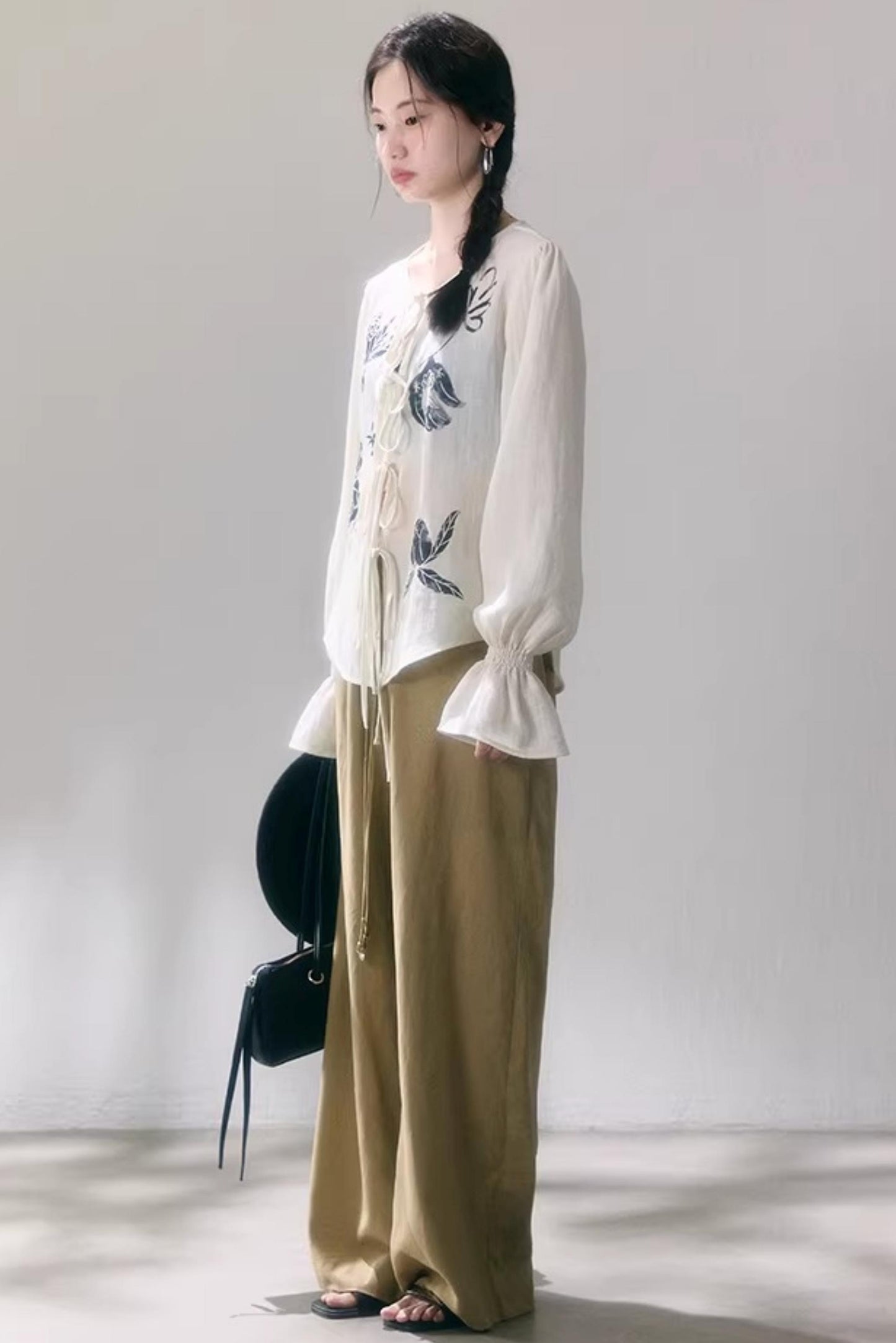 Linen Blend Wide-Leg Pants