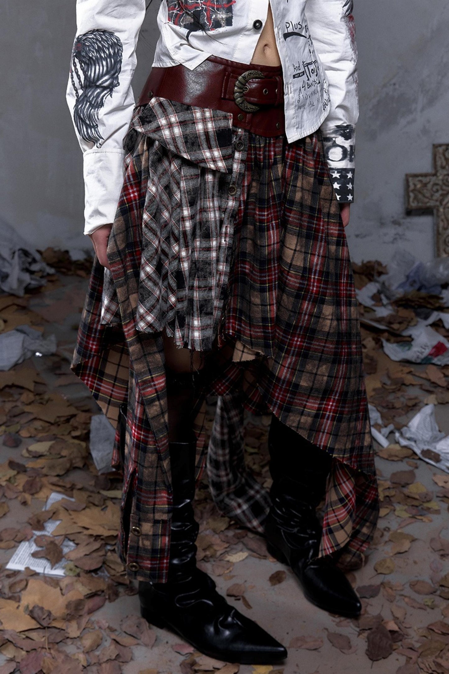 Vintage Punk Plaid Skirt
