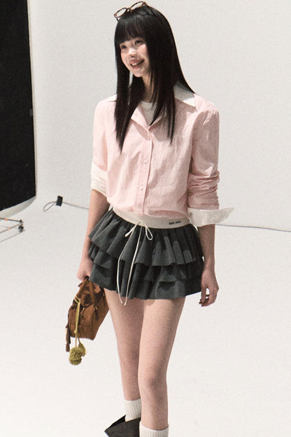 Good Weather Lace Slim Waist Long Sleeve T-Shirt