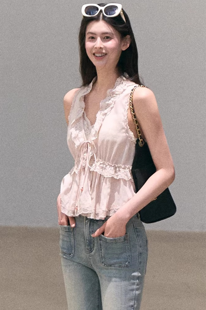 Hidden Petals Silk Lace Top