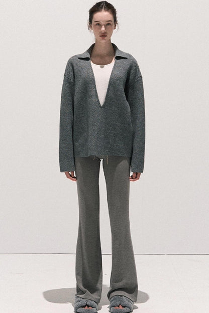 Soft Crew Neck Knitwear Bootcut Trouser Set-Up