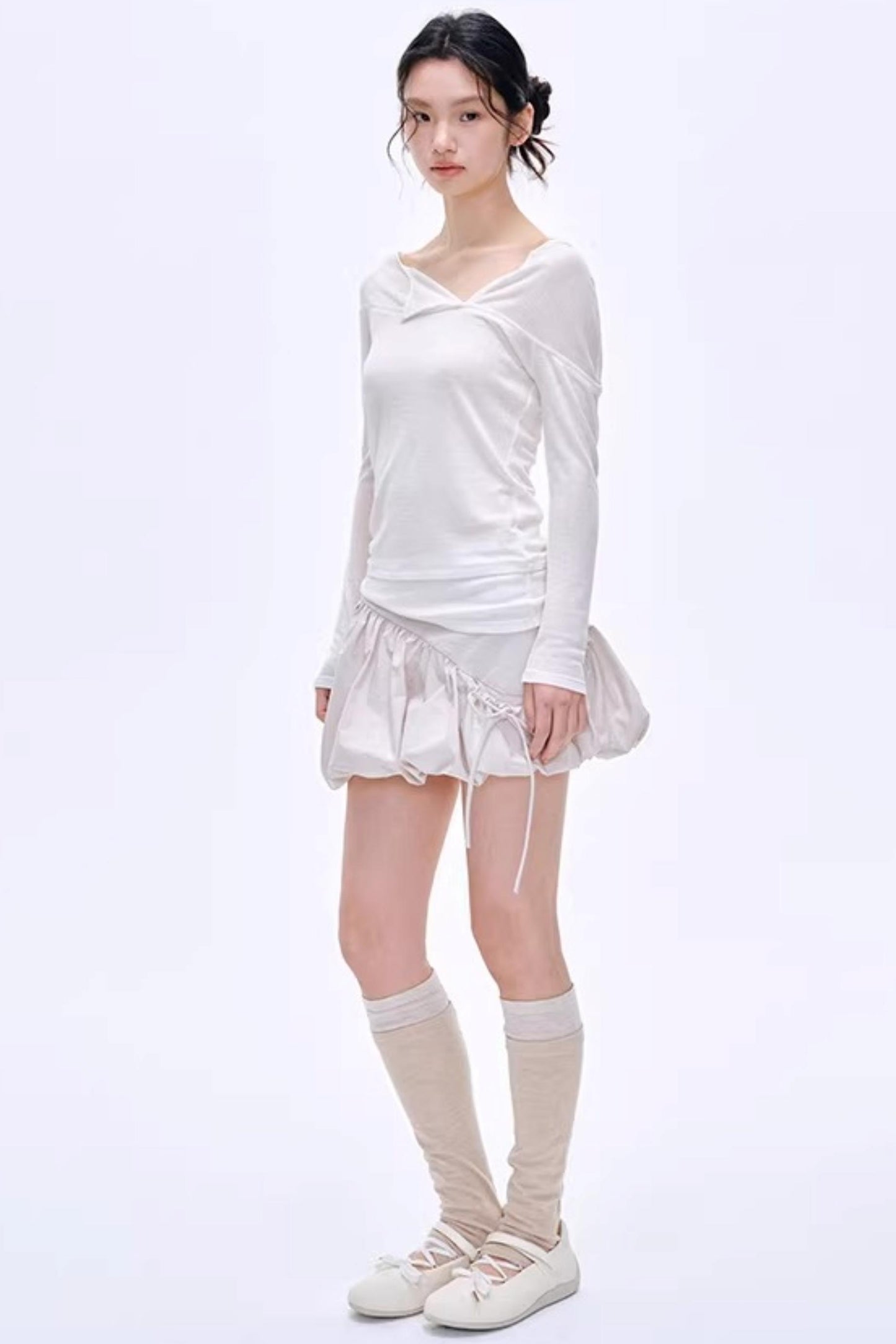 High-Gloss Two-Tone Slouch Socks