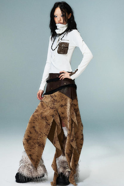 Punk High Neck Slim Knit Base Top