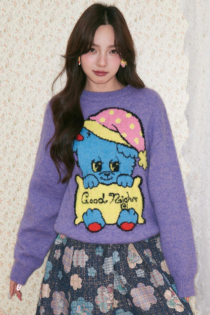 Peach Heart Animal Sweater