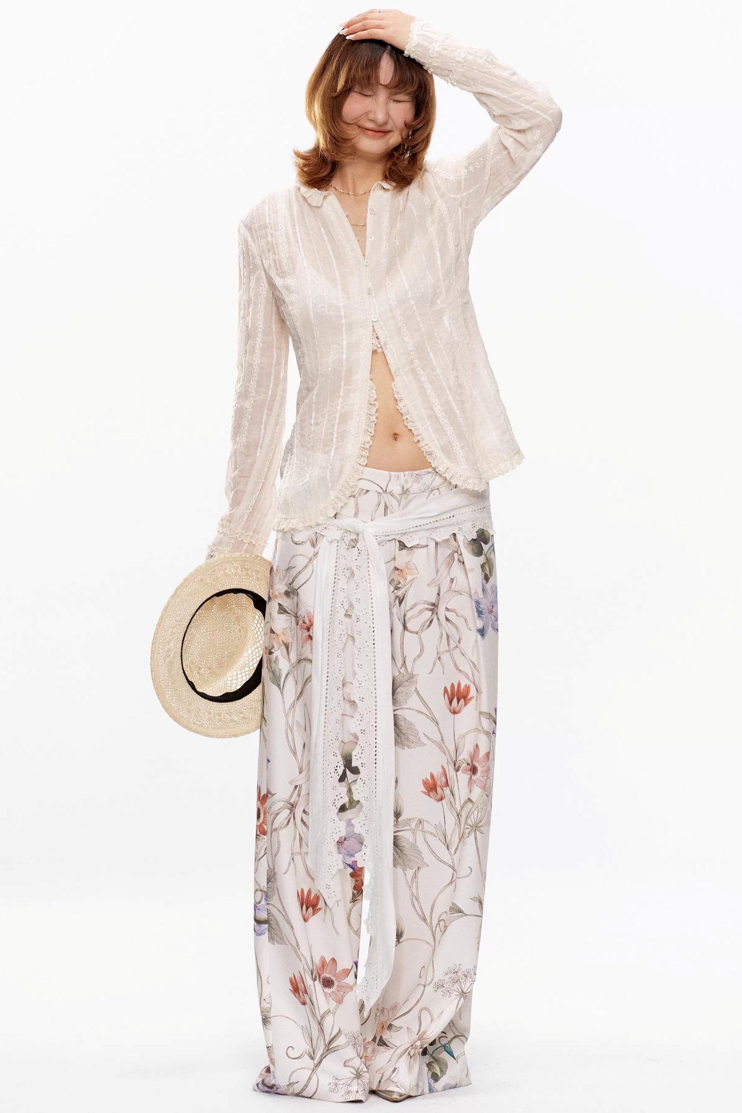 Retro Beige Lace Cardigan Top