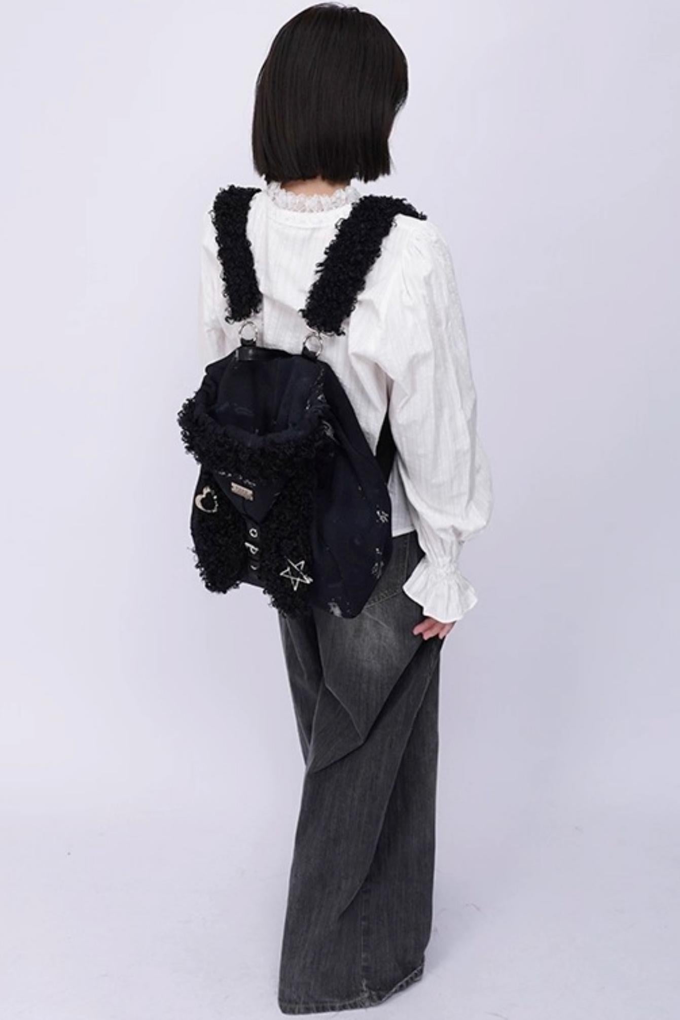 Cute Furry Rabbit Ears Backpack