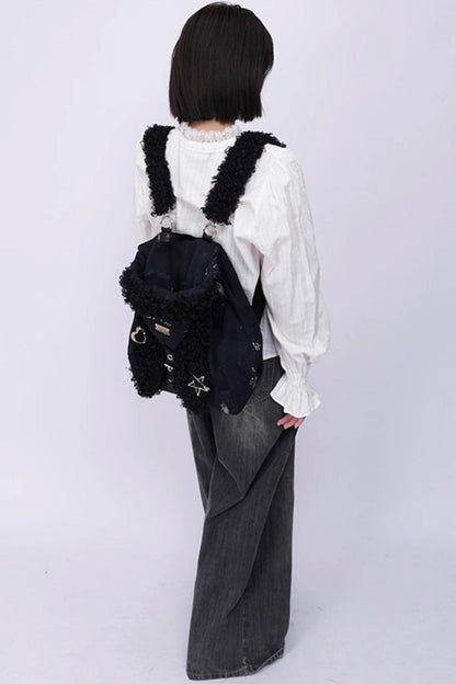 Cute Furry Rabbit Ears Backpack