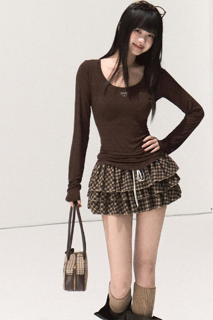 Shrine Plaid Woolen A-Line Skirt