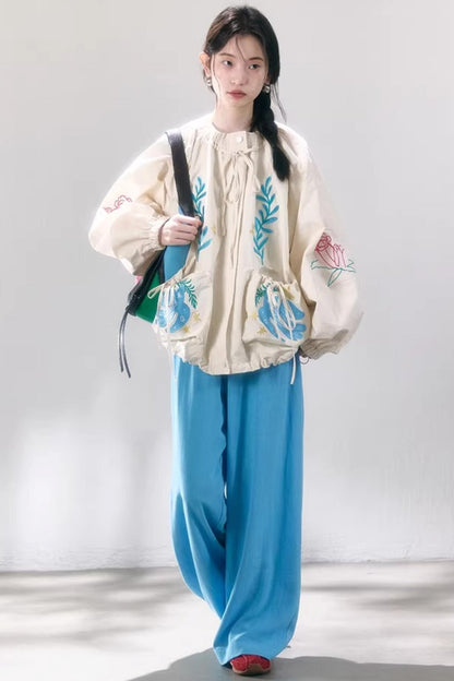 Linen Blend Wide-Leg Pants