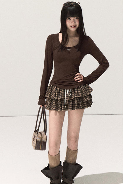 Shrine Plaid Woolen A-Line Skirt