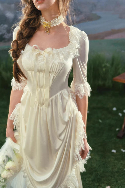 French Palace Satin Wedding Dress