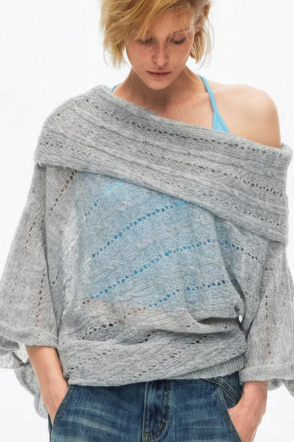 One-Shoulder Oversized Knit Blouse