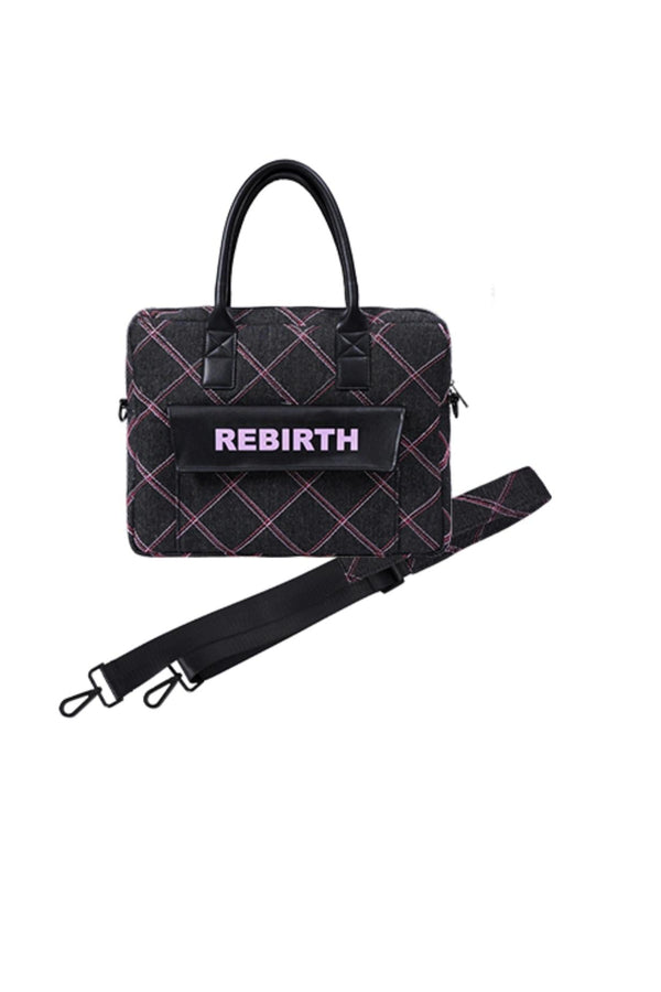Plaid Denim Laptop Bag