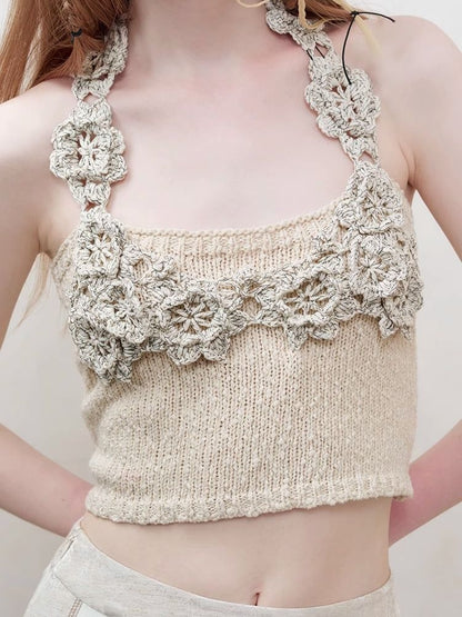 Crocheted Cotton Knit Camisole