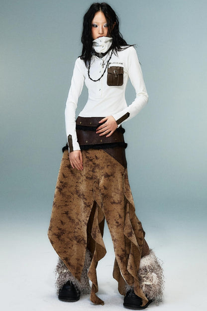 Punk High Neck Slim Knit Base Top