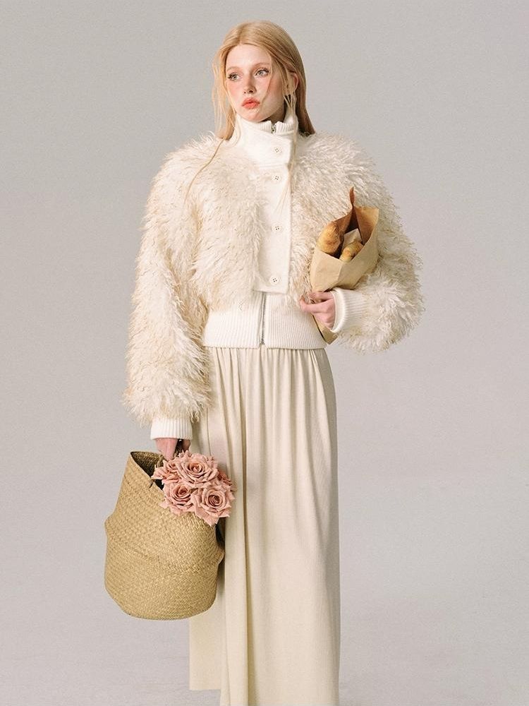 Fur Beach Wool Coat