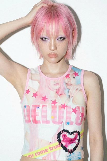 Amerikanisches Y2K-Tanktop mit Print