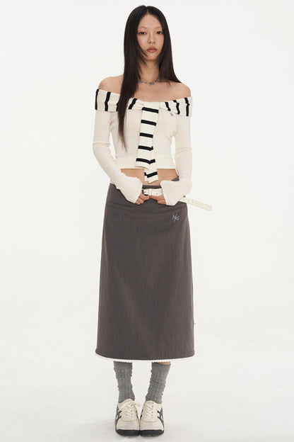 Gray Straight Slim Skirt