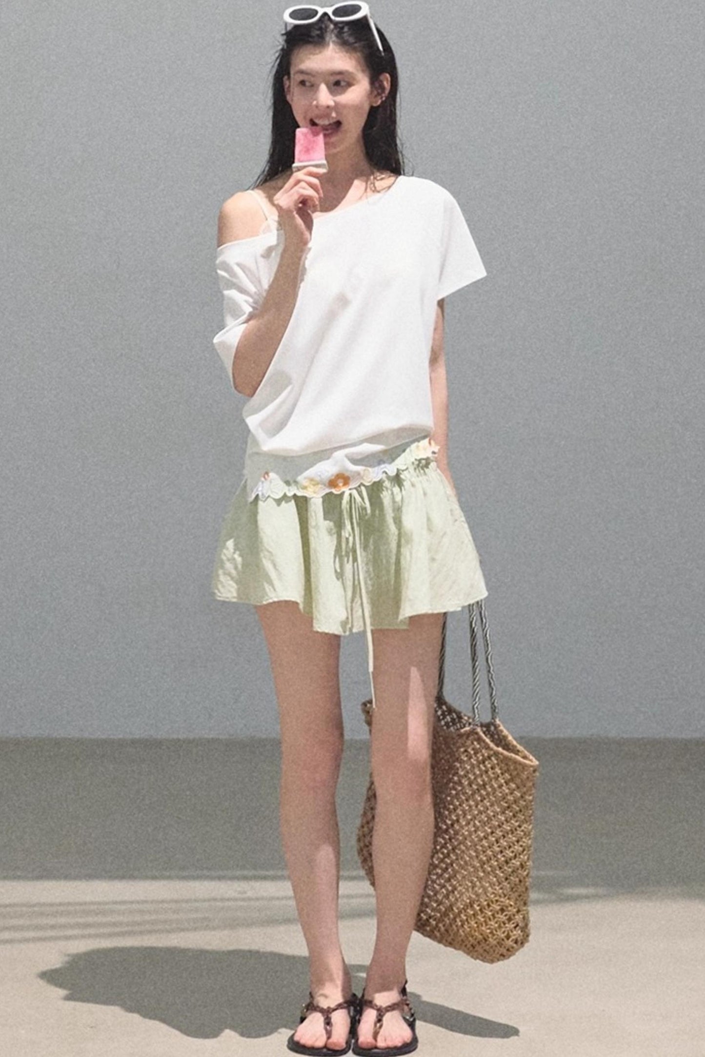 Embroidered Lyocell Puffy A-Line Skirt