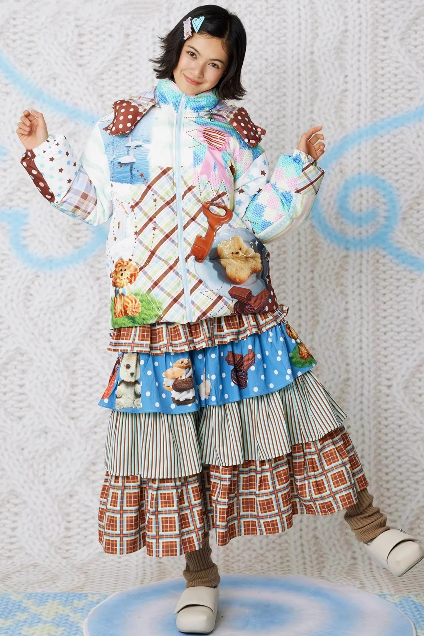 Bunte Engel-Daunenjacke